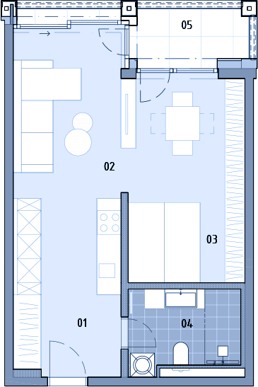Pôdorys bytu A.2.5